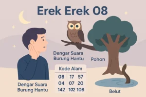 Erek Erek 08 dengan simbol kode alam dengar suara burung hantu di pohon dan gaya baru belut sebagai pertanda angka togel