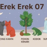Erek Erek 07 dengan simbol kode alam kucing kawin dan pohon kenari serta gaya baru kodok dan sumber air