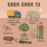 Erek Erek 13 dengan simbol kode alam orang mati ditabrak roda empat dan pohon jeruk nipis serta angka pelarian kinjeng 21, peti mati, gaya baru gajah 27 dan penjaga sebagai petunjuk angka togel