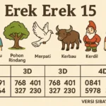 Erek Erek 15 dengan simbol kode alam pakai baju terbalik, pohon rindang, merpati, kerbau, kerdil dan keluarga kecil sebagai petunjuk angka togel 2D 3D 4D