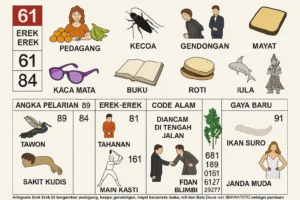 Erek Erek 61 bergambar pedagang, kecoa, gendongan, mayat, kacamata, buku, roti dan Bala Dewa dengan tabel angka 2D 3D 4D versi SIBAYAKTOTO sebagai panduan tafsir mimpi TOTO4D.