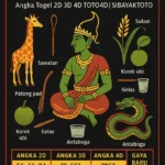 Erek Erek 66 Dewa Bumi bergambar jerapah, sawatan, patong padi, sukun, korek ubi, gelas dan Antaboga dengan tabel angka togel 2D 3D 4D TOTO4D versi SIBAYAKTOTO.